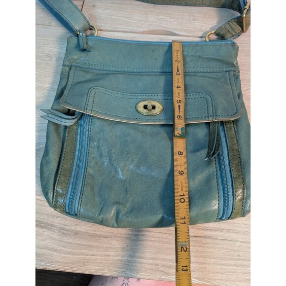 Fossil Long Live Vintage Green Leather Tote Bag Crossbody Bag Purse Key - Picture 6 of 6